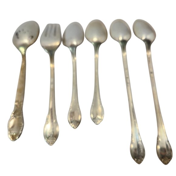 Vintage Rogers Bros 1847 Silver Plated Flatware 6-Piece Collection Floral Design - Picture 10 of 16